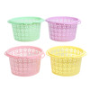 BASKET W/HANDLE ROUND PLASTIC W/DIECUT DAISY 4AST CLRS 8 IN DIA X 5.25IN H/LABEL