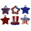 TINSEL DECOR PATRIOTIC 6AST-4 STARS/1 HAT EA/HT