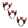 DEVIL HORN HEADBAND 3AST TEXTURE W/FEATHERS & TINSEL PLUSH/SHINY/PLEATHER HLWN BARBELL