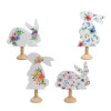 BUNNY TABLE DECOR ON PEDESTAL MDF 4AST FLORAL PRINTS HT/COMPLY LABEL
