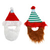 SANTA/ELF HAT W/BEARD 2AST ADULT SIZE 27IN/XMAS HT/JHOOK