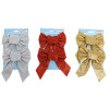 BOW GLITTER 2PK 6.5 X 5.5IN 3AST COLORS RED/SILVER/GOLD TCD