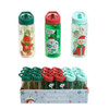 SIPPER BOTTLE W/FLIPTOP STRAW 16OZ 3AST CHRISTMAS PRINTS/UPC TRAY DISPLAY