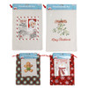 GIFT BAG CHRISTMAS DRAWSTRING CANVAS PRINT 2PK SMALL/MED OR SINGLE LARGE XMAS HEADER