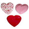 PLATE HEART SHAPE 3 ASST 2 PRINTS/1 SOLID 10.2 X 9.8 PLASTIC IN 24PC PDQ / COLOR VAL LABEL