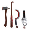 WEAPON HALLOWEEN 4 ASST 18IN SICKLE, 22IN AXE, 29.5IN BAT, 17.5IN CHAINSAW PE/PS PLST HLW HT/CASE CUT CARTON