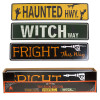 SIGN TIN HALLOWEEN PRINTED WALL DECOR 3 ASST 15X3.75IN / LABEL/ 24PC PDQ