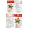 TREE TOPPER SMALL 5.5IN H 4AST METAL 2 EA GOLD/ WHITE