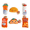 DOG TOY PLUSH SQUEAKER 6 ASSORTED FOODS IN PDQ REF #P34930