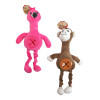 DOG TOY 15 INCH PLUSH WITH TREAT DISPENSER 2 ASSORTED MONKEY, FLAMINGO IN PDQ REF #404459