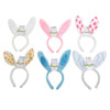 BUNNY EAR HEADBAND 6ASST PRINTED/SATIN BARBELL