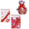 CELLO BAG-A-BASKET SET W/PULL BOW & GIFT TAG 2ASST VALENTINE PRINTS 22X25X8IN 12PC MDSG STRIP VAL/PBH