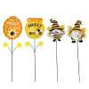 GARDEN YARD STAKE METAL BEE GNOME 4AST 24IN L/GARDEN BARBELL LABEL