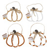 HANGING DECOR HARVEST WOOD BEAD PUMPKIN SHAPED  7X6IN 4AST CLRS HARV/HT