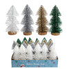CHRISTMAS TREE BOTTLE BRUSH 7.7IN SNOW DUSTED 4AST IN 24PC PDQ