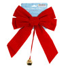 BOW RED VELVET 10X15IN W/BELL 7LOOP XMAS TCD