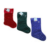 STOCKING VELVET 16INX9IN QUILTED W/SEQUINS & EMBROIDERED SNOWFLAKE CUFF 3AST WINE/GREEN/BLUE JHOOK/HT