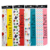 TISSUE PAPER 10SHEET EVERYDAY 4AST PRINT W/COORD SOLID LONG FOLD PARTY PRTD PB