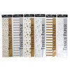 TISSUE PAPER 8 SHEET SILVER/GOLD METALLIC PRINT W/COORD SOLID 6AST LONG FOLD PARTY PRTD OPP