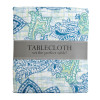 TABLECLOTH 60X84 W/ZIPPER BLUE WATERCOLOR PAISLEY PRINT INDOOR/OUTDOOR WATER/STAIN RESISTANT 100%POLYESTER