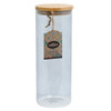 CANISTER W/BAMBOO TOP 57OZ BLUE GLASS GLOBAL MARKET GLASSWORK