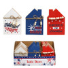 TABLE DECOR PATRIOTIC MDF HOUSE W/RAFIA & BEAD TRIM 3AST IN 18PC PDQ
