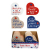 TABLE DECOR PATRIOTIC HEART MDF W/TIP-ON 4AST IN 24PC PDQ