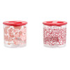 CANDY JAR PLASTIC VALENTINE PRINT 2AST 4.3 X 3.9IN W/TIGHT SEAL LIDS/LABEL