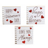 TABLE DECOR VALENTINES MDF NOTEBOOK PAGE GLITTER GREETINGS 3AST