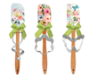 SPATULA SILICONE W/SPRING FLORAL PRINTS 3AST W/BONUS COOKIE CUTTER S/S IN 12PC PDQ/RIBBON TIE & HT