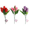TULIP BUNCH FAUX 13IN 5 STEM 3AST COLORS EA/HT