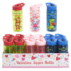 SIPPER BOTTLE W/FLIPTOP STRAW VALENTINE 16OZ/3AST PRINTS 18PC PDQ/LABEL