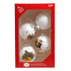 HOLIDAY TIME GLASS ORNAMENTS 4PK WHITE - SANTA - BELLS PP $7.98