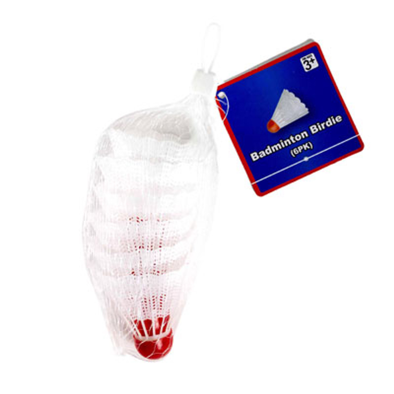 BADMINTON BIRDIE 6PK WHITEMESH BAG W/HT