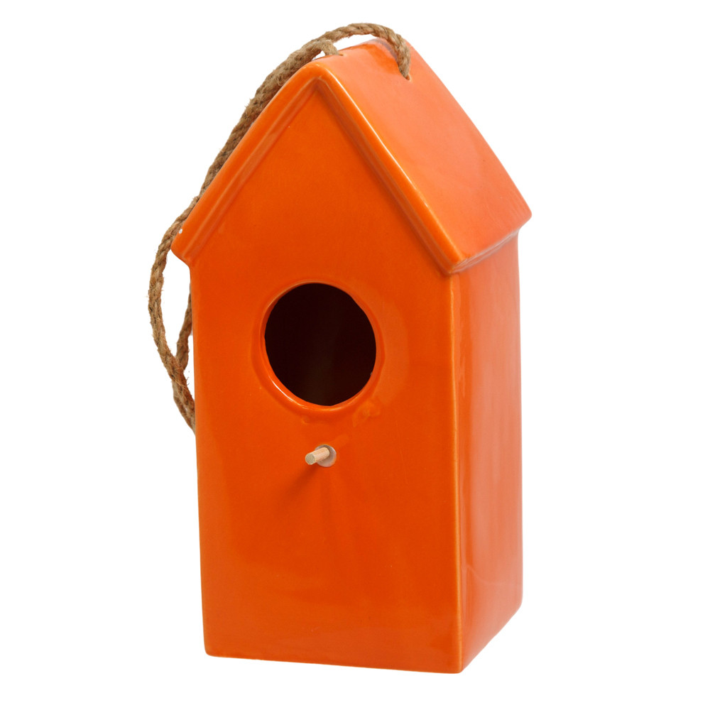 プロップハウス BIRD HOUSE 5.25X10 ORANGE CERAMIC APROPOS HOME COLLECTION - Regent