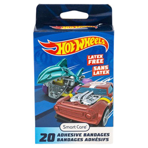 BANDAGES KIDS 20CT HOT WHEELS LATEX FREE BOXED