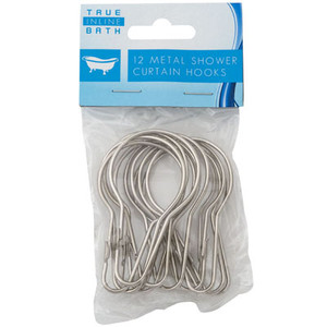 SHOWER CURTAIN METAL HOOKS 12PK1.5IN DIA X 2.6IN H/12PC MERCH-STRIP HBA PBH