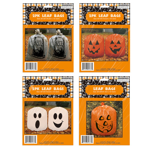 LEAF BAG PUMPKIN OR GHOST DESIGN 1PK LARGE OR 3PK LG/MED PB/INSRT15PC EA PUMP/9PC EA GHOST