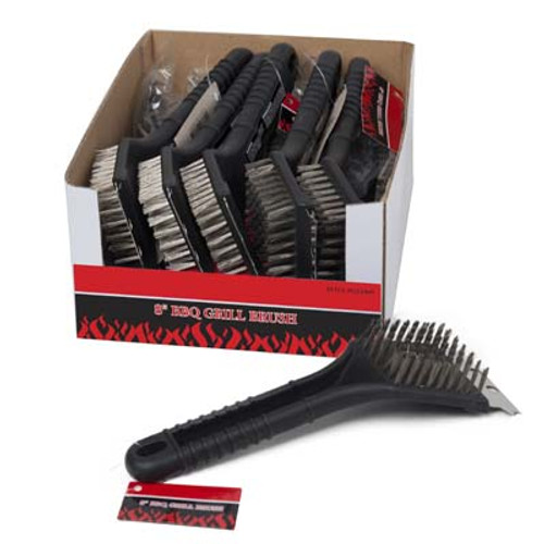 GRILL BRUSH 8IN IN 12PC COUNTER DISPLAY BBQ HANGTAG
