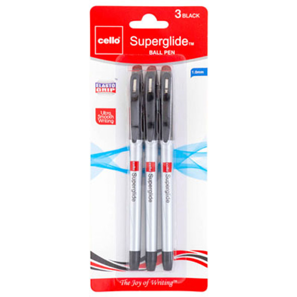 PENS 3CT BLACK INK 1.0MMSUPER GLIDE CARDEDREF# BPSGBK1003