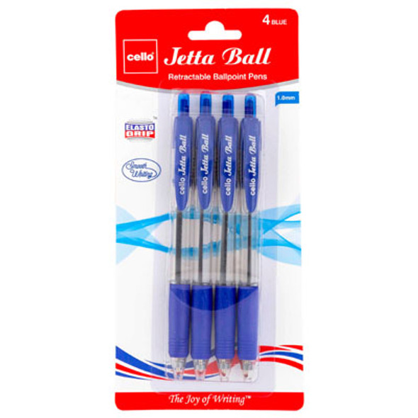 PENS 4CT BLUE INK 1.0MM JETTA BALL RETRACTABLE CARDED REF# BPJBBL1004 PENS 4CT BLUE INK 1.0MM JETTA BALL RETRACTABLE CARDED REF# BPJBBL1004