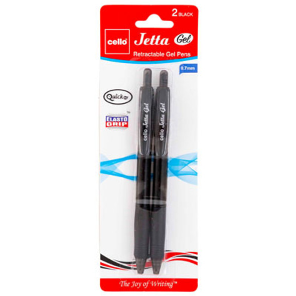 PENS 2CT GEL BLACK INK JETTA RETRACTABLE .7MM REF# GPJGBK0702