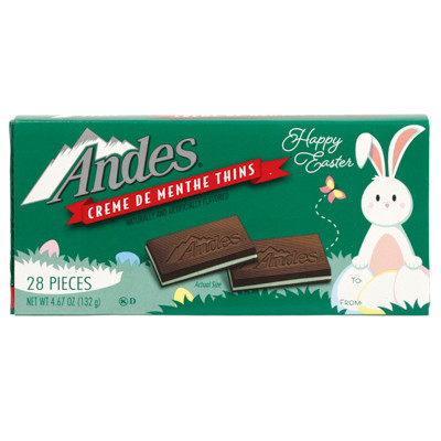 ANDES CREME DE MENTHE THINS EASTER GIFT CARD SLEEVE 4.67 OZ COUNTER DISPLAY