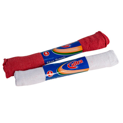 SHOP TOWEL 4PK 13X14 ROLLED RED & WHITE BANDED SEE N2 #UST16682-4