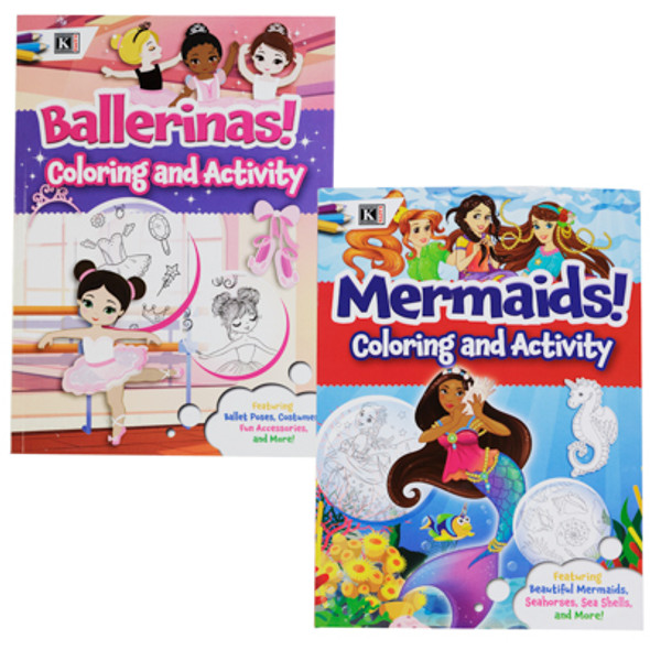 COLORING ACTIVITY BOOK MERMAIDS & BALLERINAS 2 ASSORTED FLOOR DISPLAY
