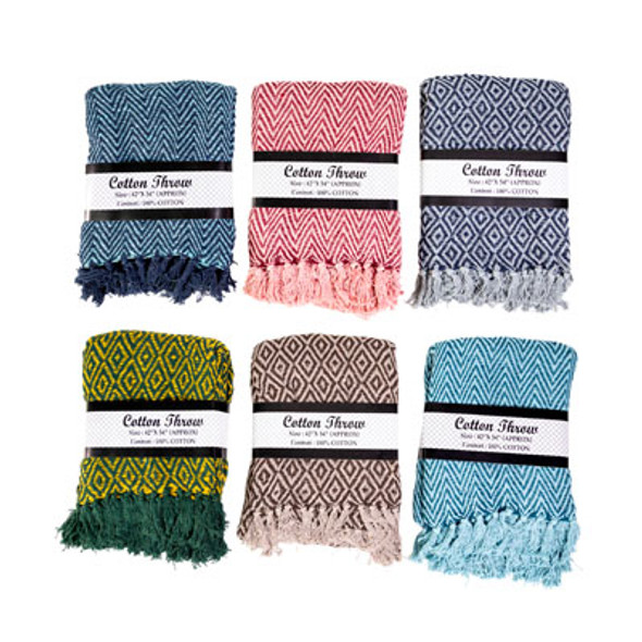 DECORATIVE FRINGE THROW BLANKET42 X 54 ASSORTED