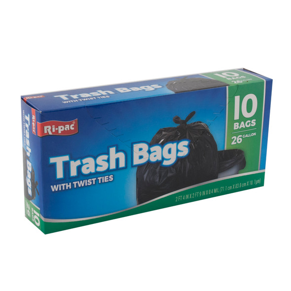 TRASH BAGS 10CT - 26 GALLON BLACK