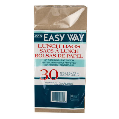 LUNCH BAGS 30CT BROWN PAPER BAGS 10.5X5.25X3.25 EASY WAY BILINGUAL