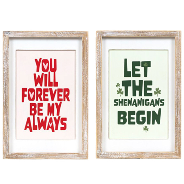 WALL ART 8X12X1.5 REVERSIBLE FOREVER/SHENANIGANS WOOD (11.00)