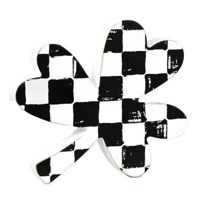 TABLETOP DECOR 7X6X1  CHECKER CLOVER  WOOD (5.00)